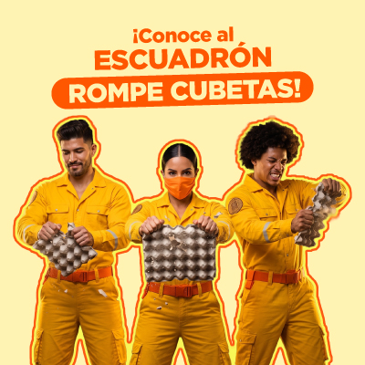 Ilustración de Los Rompe Cubetas, personajes de la campaña de Huevo Colombiano